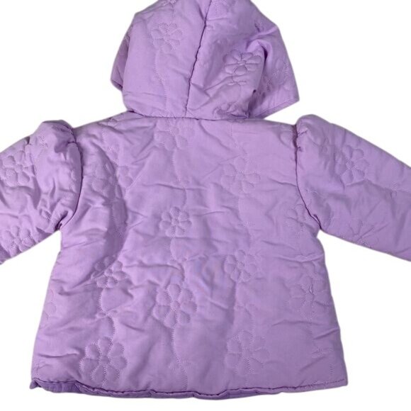 B.T. Kids Purple Quilted Hooded Jacket For Babies Size 12 Months Polyester Flora - Picture 2 of 7
